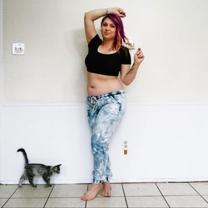 Rue21 Drawstring Acid Wash Cuffed Denim Joggers